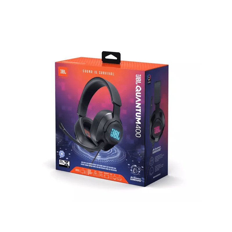 fone headset gamer jbl quantum 400 rgb driver 50mm preto over ear para jogos de pc ou celular 2620