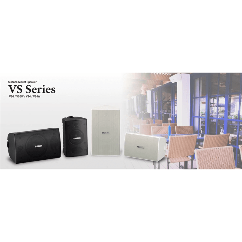 par de caixas de som acusticas yamaha vs4 preta impermeavel 60w 2507