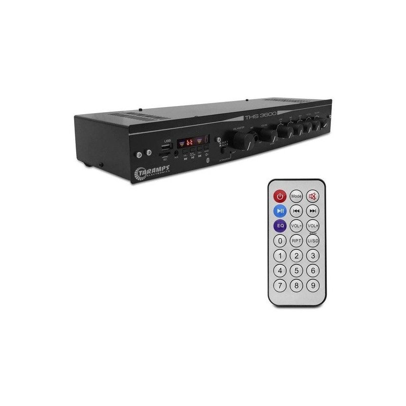 amplificador receiver taramps ths 3600 multi canais usb sd radio bt 120w rms som ambiente 2921
