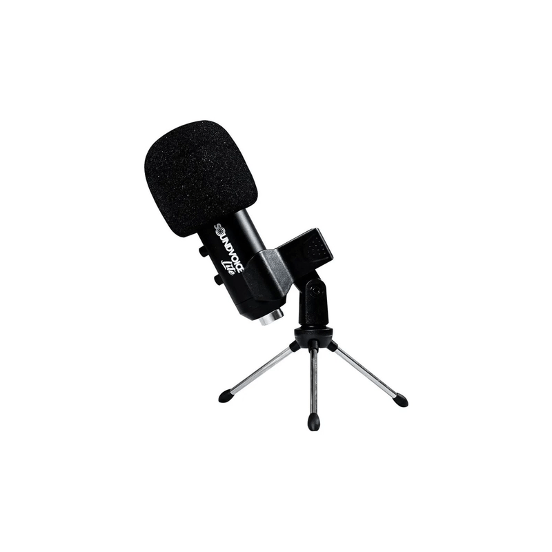 kit microfone condensador soundvoice prosouncasting 800 x preto com tripe e cabo 1118