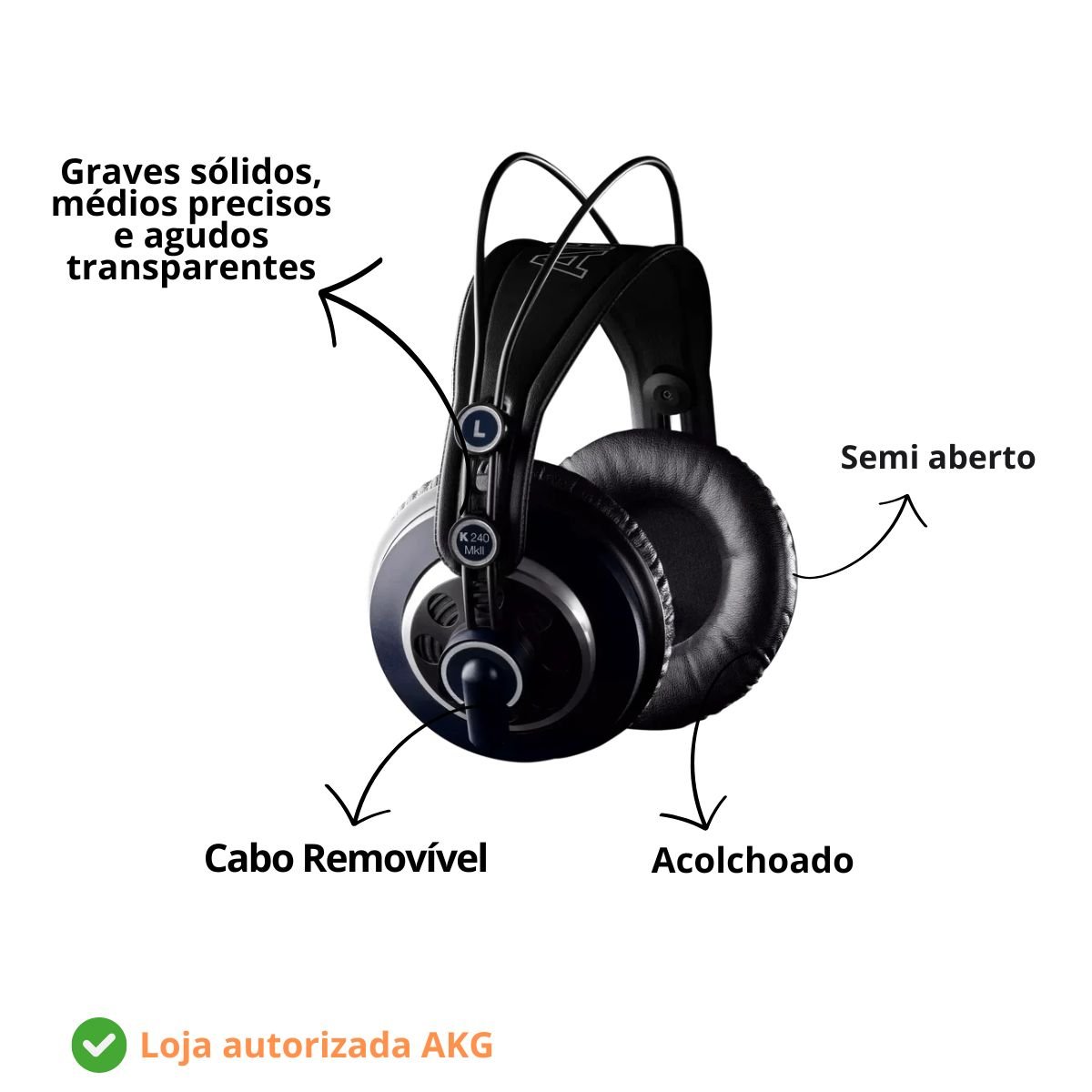 Fone de ouvido Profissional de Estúdio AKG K240 MKII Semi Aberto